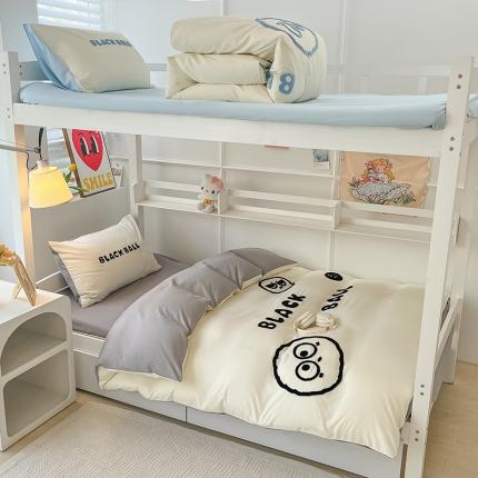 眠帛 2023新款水洗棉毛巾绣煤球系列学生三件套六件套 煤球浅灰