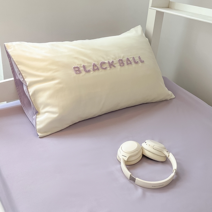 91家纺网 家纺一手货源 找家纺 眠帛 2023新款水洗棉毛巾绣煤球系列学生三件套六件套 煤球浅紫