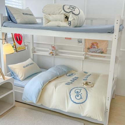 眠帛 2023新款水洗棉毛巾绣煤球系列学生三件套六件套 煤球天空蓝