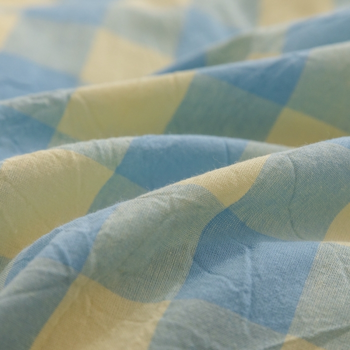 91家纺网 家纺一手货源 找家纺 棉邦 2023新款A类全棉色织水洗棉四件套-第二批 蓝黄中格