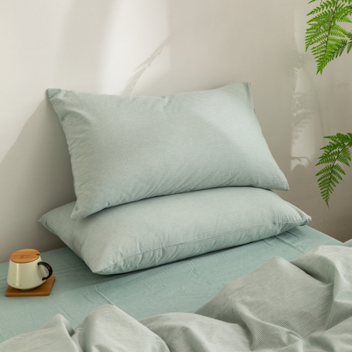 91家纺网 家纺一手货源 找家纺 棉邦 2023新款A类全棉色织水洗棉四件套-第二批 绿密条