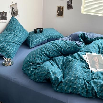 91家纺网 家纺一手货源 找家纺 （总）卡斯诺家纺馆 2025新款简约亲肤105克无印风纽扣款四件套