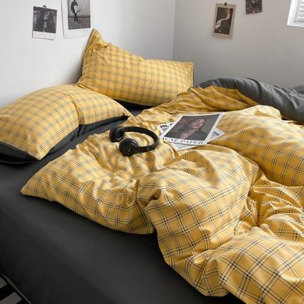 91家纺网 家纺一手货源 找家纺 （总）卡斯诺家纺馆 2025新款简约亲肤105克无印风纽扣款四件套