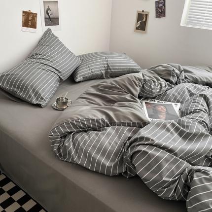 91家纺网 家纺一手货源 找家纺 （总）卡斯诺家纺馆 2025新款简约亲肤105克无印风纽扣款四件套