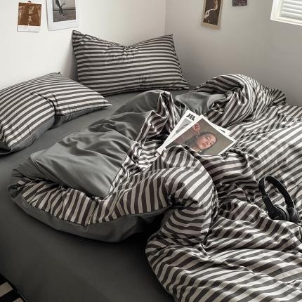 91家纺网 家纺一手货源 找家纺 （总）卡斯诺家纺馆 2025新款简约亲肤105克无印风纽扣款四件套