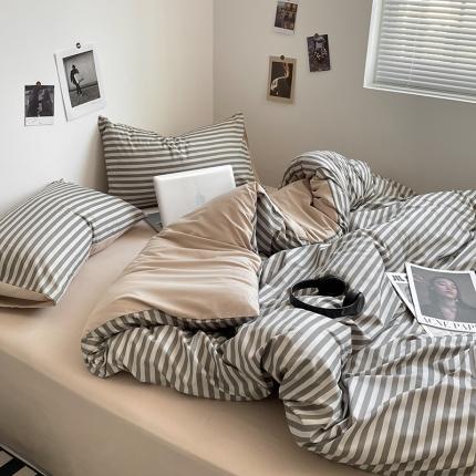 91家纺网 家纺一手货源 找家纺 （总）卡斯诺家纺馆 2025新款简约亲肤105克无印风纽扣款四件套