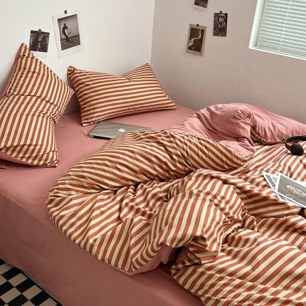 91家纺网 家纺一手货源 找家纺 （总）卡斯诺家纺馆 2025新款简约亲肤105克无印风纽扣款四件套