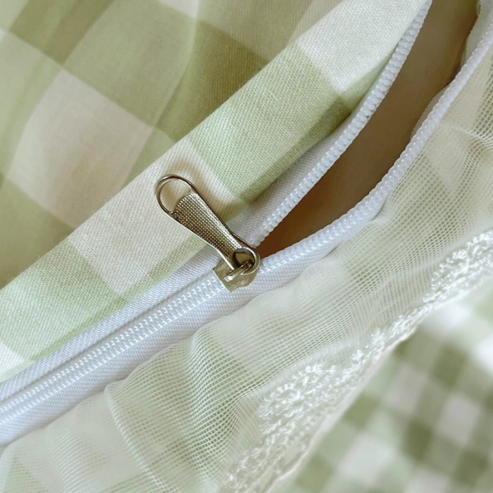 91家纺网 家纺一手货源 找家纺 添越 2024小清新韩版蕾丝款花边纯棉夹棉床盖三件套全棉茉彩-蕾丝款