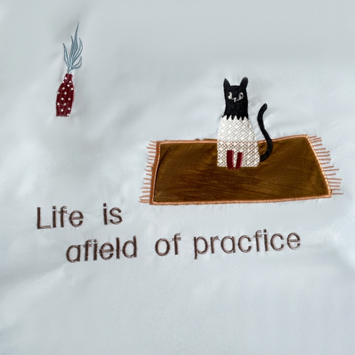 91家纺网 家纺一手货源 找家纺 娜娜 2023新款水洗棉刺绣素色学生三件套 多多猫-天空蓝