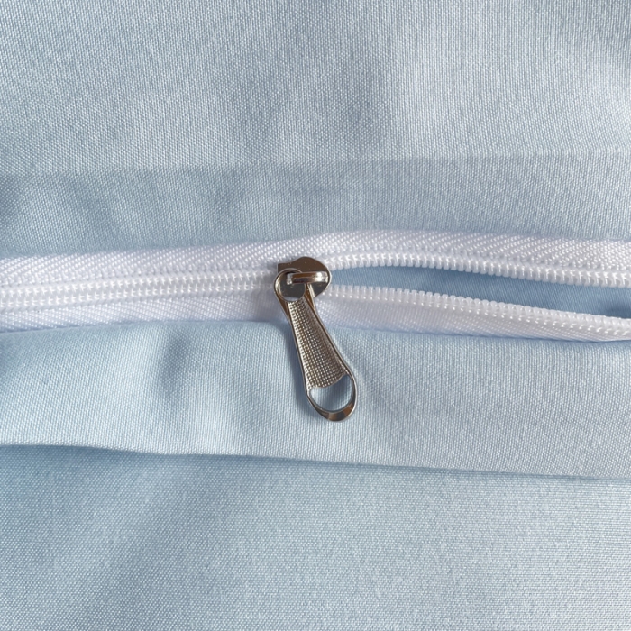 91家纺网 家纺一手货源 找家纺 娜娜 2023新款水洗棉刺绣素色学生三件套 熊猫嘟嘟-天空蓝