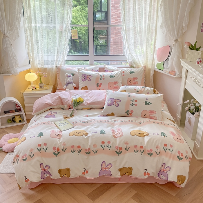 91家纺网 家纺一手货源 找家纺 麦伦家居 2023新款全棉斜纹卡通小清新系列四件套-第四波 戴茜