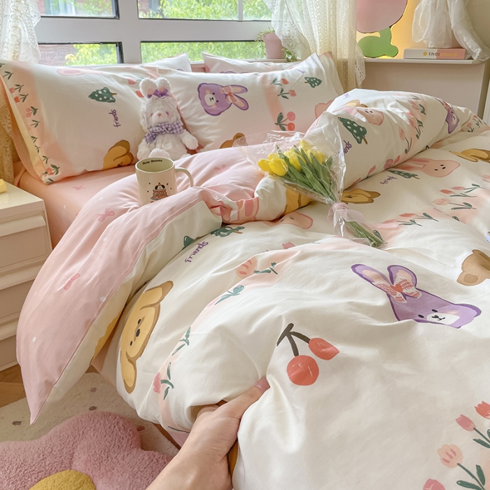 91家纺网 家纺一手货源 找家纺 麦伦家居 2023新款全棉斜纹卡通小清新系列四件套-第四波 戴茜