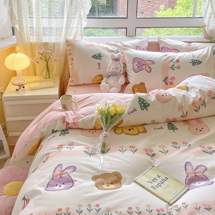 91家纺网 家纺一手货源 找家纺 麦伦家居 2023新款全棉斜纹卡通小清新系列四件套-第四波 戴茜