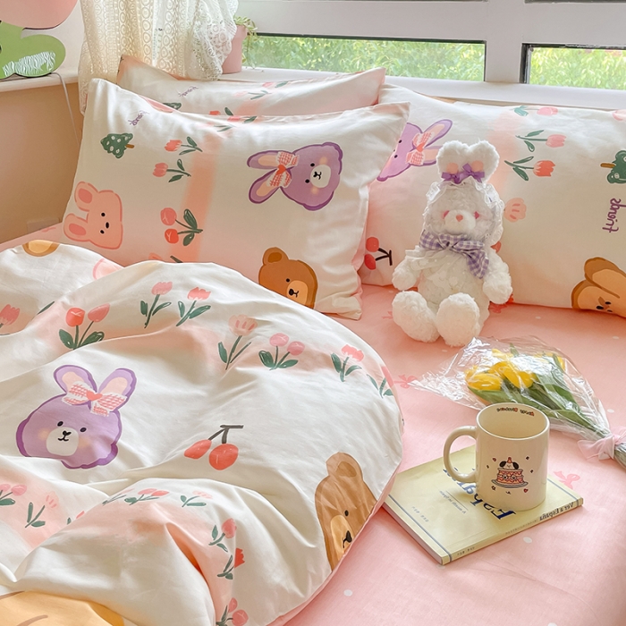 91家纺网 家纺一手货源 找家纺 麦伦家居 2023新款全棉斜纹卡通小清新系列四件套-第四波 戴茜