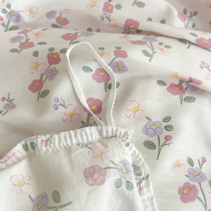 91家纺网 家纺一手货源 找家纺 添越 2024小清新韩版蕾丝花边纯棉夹棉床盖三件套全棉恋恋花梦