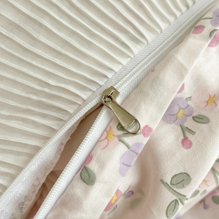 91家纺网 家纺一手货源 找家纺 添越 2024小清新韩版蕾丝花边纯棉夹棉床盖三件套全棉恋恋花梦