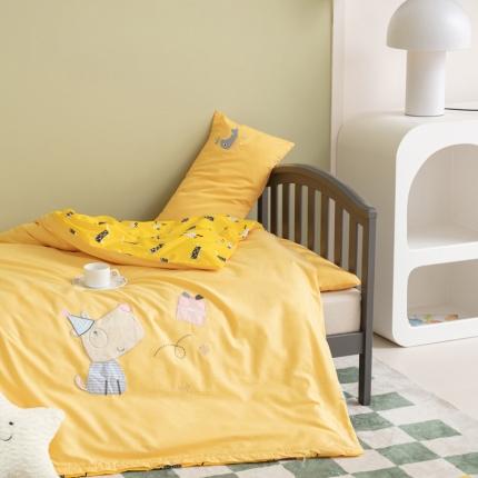 91家纺网 家纺一手货源 找家纺 总喜多兔 2023新款40支13372纯棉小小梦绣花幼儿园被子三件套