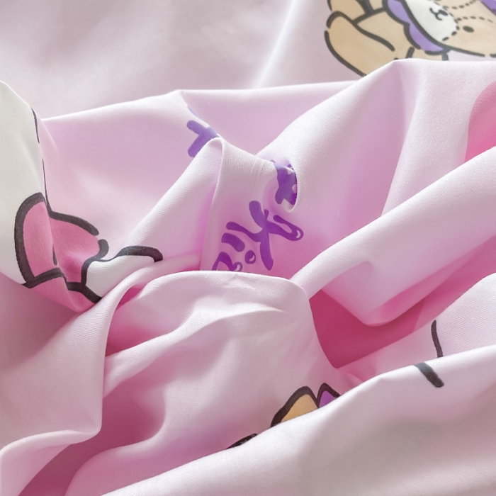 91家纺网 家纺一手货源 找家纺 博雅家纺 2023新款三丽鸥卡通全棉四件套 草莓Kitty