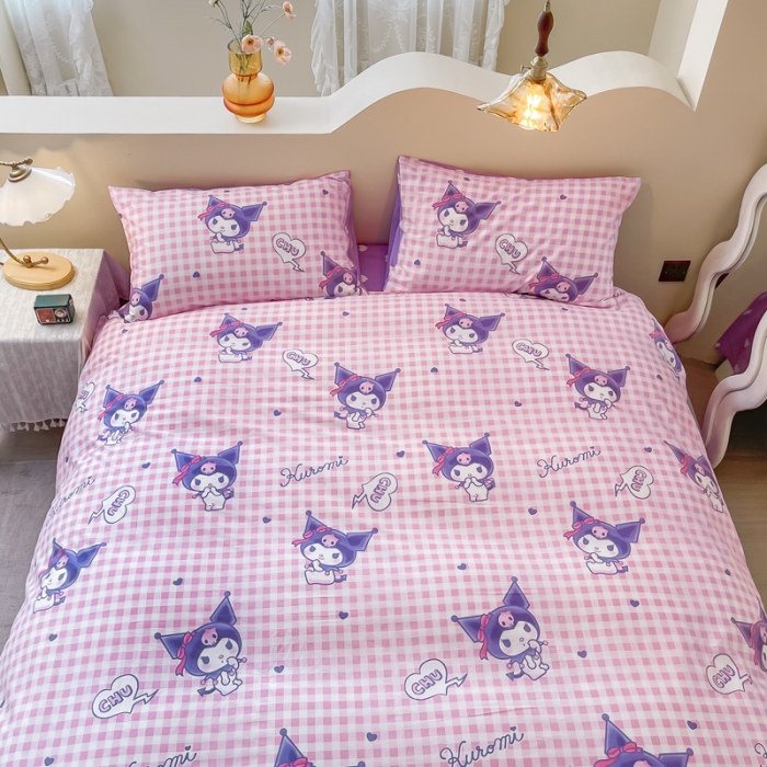 91家纺网 家纺一手货源 找家纺 博雅家纺 2023新款三丽鸥卡通全棉四件套 库洛米之心