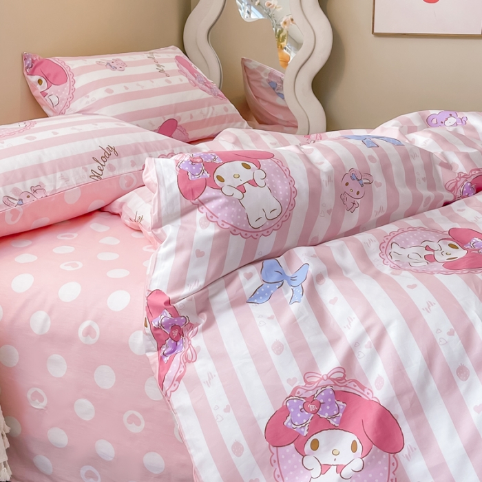 91家纺网 家纺一手货源 找家纺 博雅家纺 2023新款三丽鸥卡通全棉四件套 甜甜美乐蒂