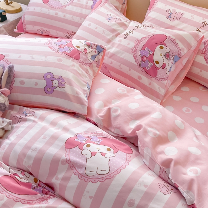 91家纺网 家纺一手货源 找家纺 博雅家纺 2023新款三丽鸥卡通全棉四件套 甜甜美乐蒂