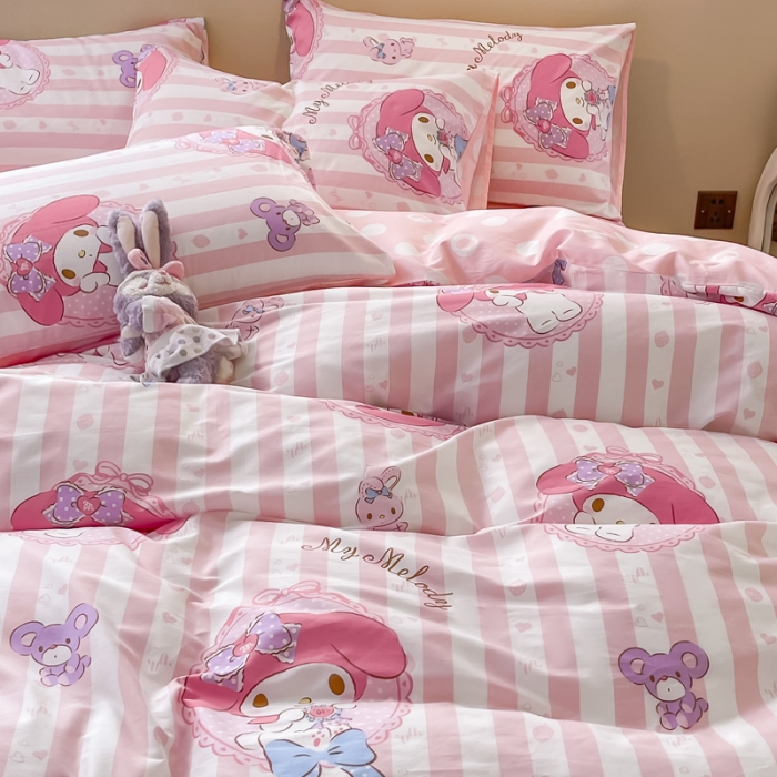 91家纺网 家纺一手货源 找家纺 博雅家纺 2023新款三丽鸥卡通全棉四件套 甜甜美乐蒂