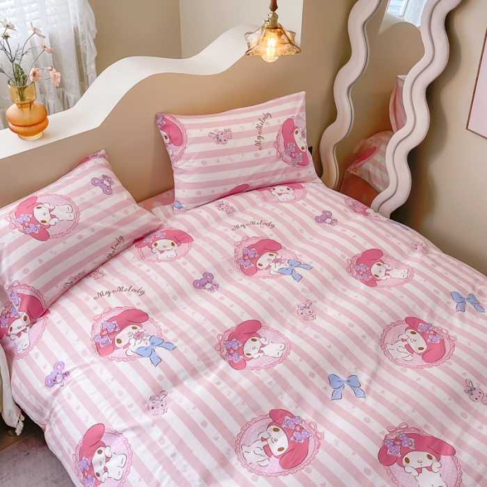 91家纺网 家纺一手货源 找家纺 博雅家纺 2023新款三丽鸥卡通全棉四件套 甜甜美乐蒂