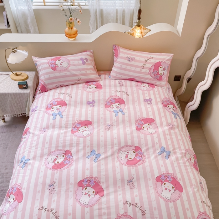 91家纺网 家纺一手货源 找家纺 博雅家纺 2023新款三丽鸥卡通全棉四件套 甜甜美乐蒂