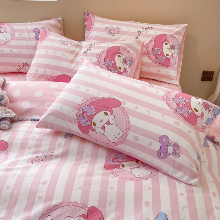 91家纺网 家纺一手货源 找家纺 博雅家纺 2023新款三丽鸥卡通全棉四件套 甜甜美乐蒂