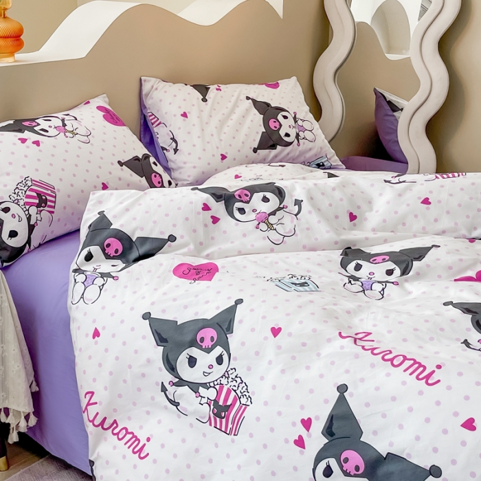 91家纺网 家纺一手货源 找家纺 博雅家纺 2023新款三丽鸥卡通全棉四件套 甜筒库洛米