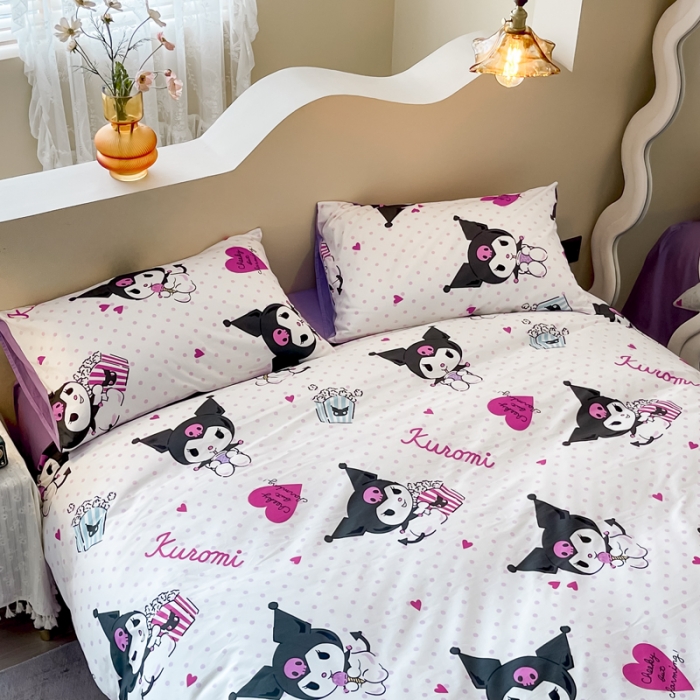 91家纺网 家纺一手货源 找家纺 博雅家纺 2023新款三丽鸥卡通全棉四件套 甜筒库洛米