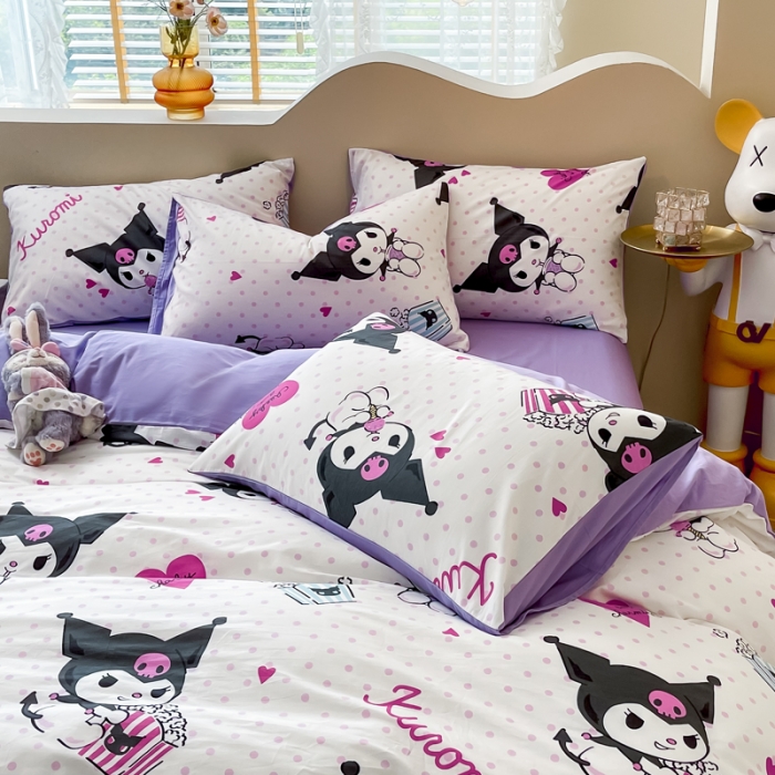 91家纺网 家纺一手货源 找家纺 博雅家纺 2023新款三丽鸥卡通全棉四件套 甜筒库洛米