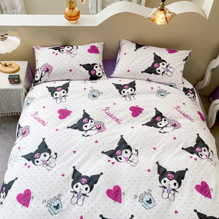 91家纺网 家纺一手货源 找家纺 博雅家纺 2023新款三丽鸥卡通全棉四件套 甜筒库洛米