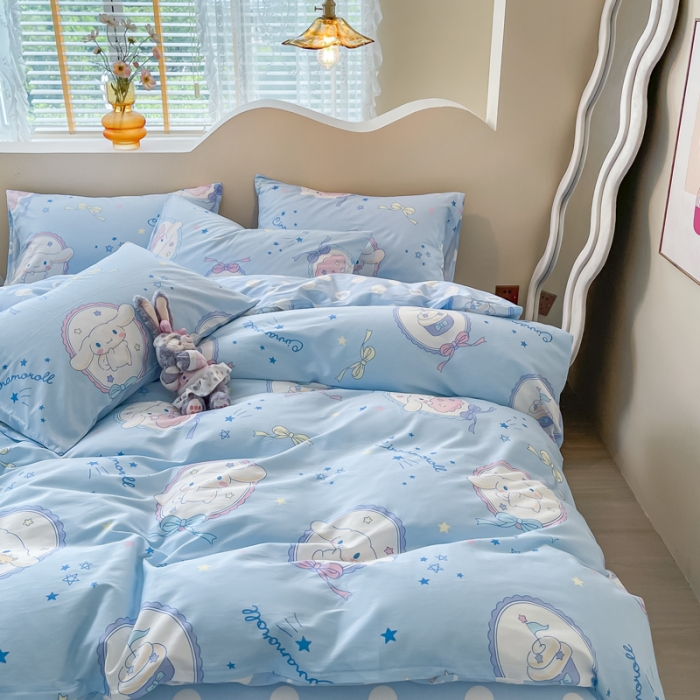 91家纺网 家纺一手货源 找家纺 博雅家纺 2023新款三丽鸥卡通全棉四件套 玉桂狗