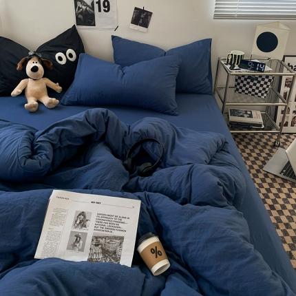 91家纺网 家纺一手货源 找家纺 （总）贝拉梦 2023新款ins风超柔亲肤磨毛褶皱水洗棉四件套