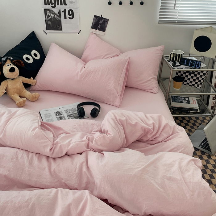 91家纺网 家纺一手货源 找家纺 （总）贝拉梦 2023新款ins风超柔亲肤磨毛褶皱水洗棉四件套