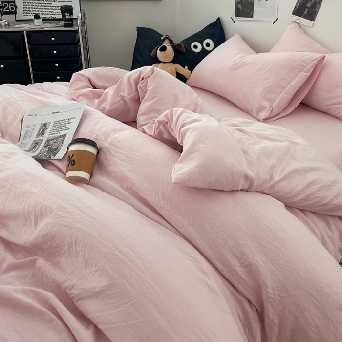 91家纺网 家纺一手货源 找家纺 （总）贝拉梦 2023新款ins风超柔亲肤磨毛褶皱水洗棉单被套