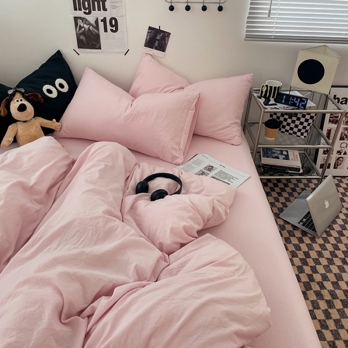 91家纺网 家纺一手货源 找家纺 （总）贝拉梦 2023新款ins风超柔亲肤磨毛褶皱水洗棉单被套