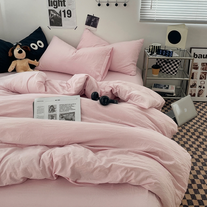 91家纺网 家纺一手货源 找家纺 （总）贝拉梦 2023新款ins风超柔亲肤磨毛褶皱水洗棉单被套