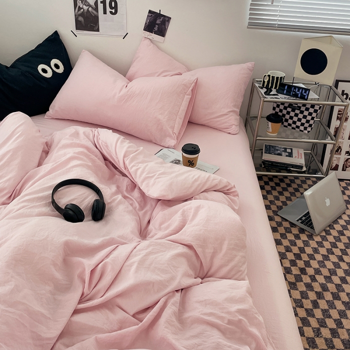 91家纺网 家纺一手货源 找家纺 （总）贝拉梦 2023新款ins风超柔亲肤磨毛褶皱水洗棉单被套