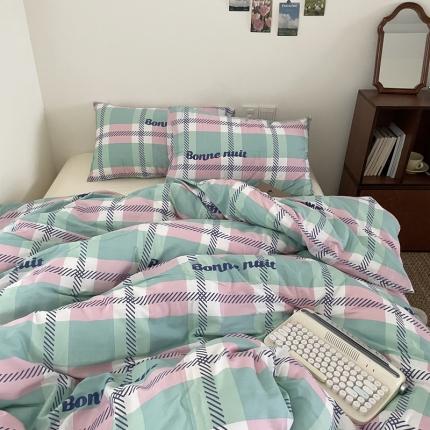 91家纺网 家纺一手货源 找家纺 桃喜 2024新款40支13372全棉四件套 奶油格