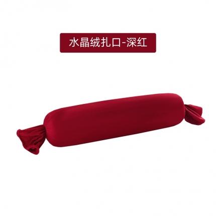 幸运家纺 2023新款水晶绒扎口枕含芯 水晶绒扎口-深红