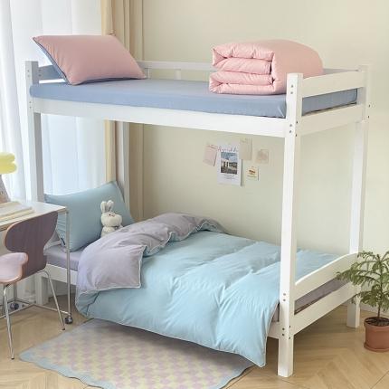 91家纺网 家纺一手货源 找家纺 （总）眠帛2023水洗棉麻绳滚边芝士系列学生三件套六简套A类