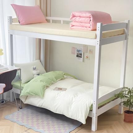 91家纺网 家纺一手货源 找家纺 眠帛2023水洗棉麻绳滚边芝士系列学生三件套六简套A类 芝士奶昔白果绿