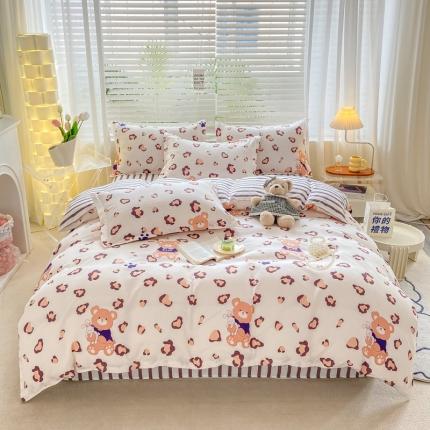 91家纺网 家纺一手货源 找家纺 （总）直播2024新款斜纹磨毛印花四件套植物羊绒套件