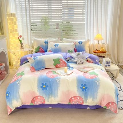 91家纺网 家纺一手货源 找家纺 （总）直播2024新款斜纹磨毛印花四件套植物羊绒套件