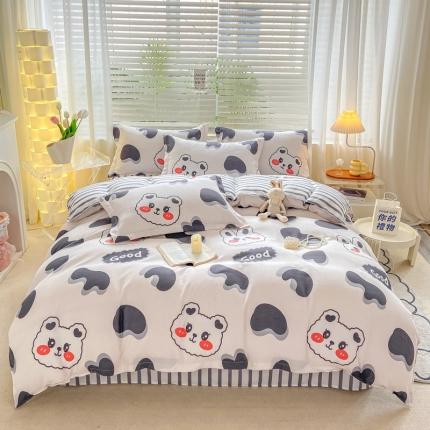 91家纺网 家纺一手货源 找家纺 （总）直播2024新款斜纹磨毛印花四件套植物羊绒套件