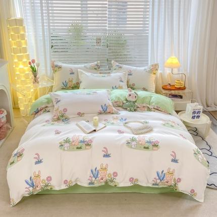 91家纺网 家纺一手货源 找家纺 （总）直播2024新款斜纹磨毛印花四件套植物羊绒套件