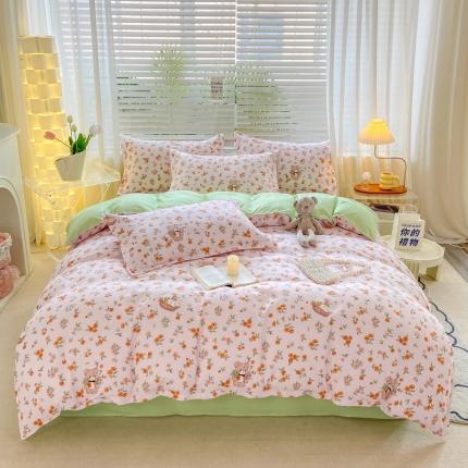 91家纺网 家纺一手货源 找家纺 （总）直播2024新款斜纹磨毛印花四件套植物羊绒套件