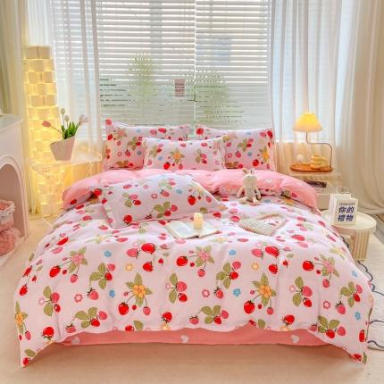 91家纺网 家纺一手货源 找家纺 （总）直播2024新款斜纹磨毛印花四件套植物羊绒套件